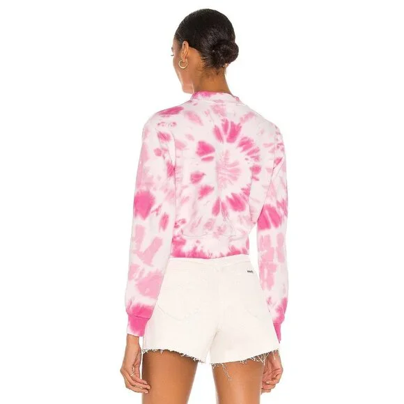 Pam & Gela Medium Tie-Dye Pink & White Cropped Sweatshirt - Picture 3 of 16